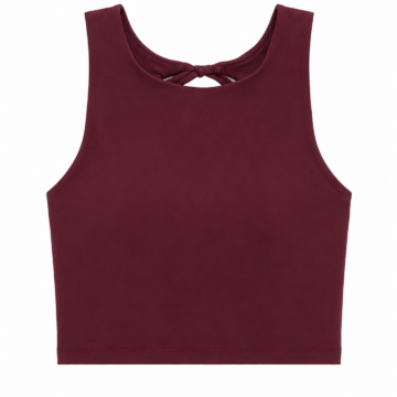 Burgundy Sleeveless Crop Top with Back Twist