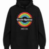 Black Pullover Hoodie with Rainbow Ring Graphic