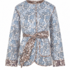 Off-White Paisley Print Collarless Jacket with Self-Tie Sash