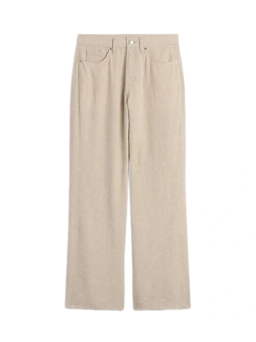 Light Beige Wide-Leg Five-Pocket Pants