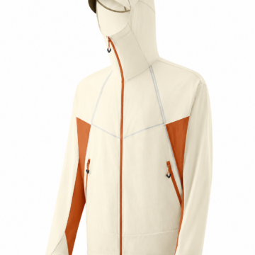 Off-White and Rust Hooded Windbreaker Jacket