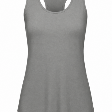 Grey Racerback Tank Top with Scoop Neck and Curved Hem