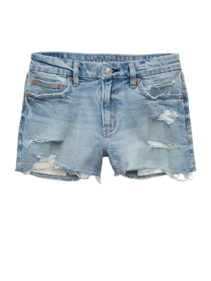 Light Blue Distressed Cutoff Denim Shorts