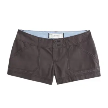 Dark Grey Double-Button Shorts with Patch Pockets