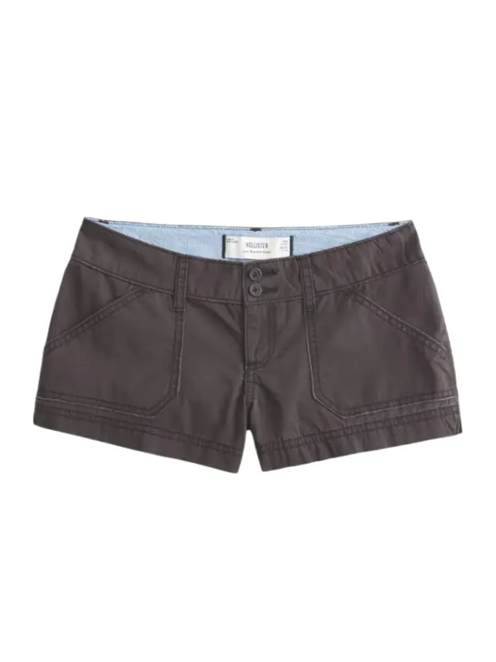 Dark Grey Double-Button Shorts with Patch Pockets