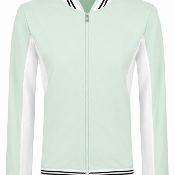 Mint Green and White Bomber Jacket with Ribbed Collar