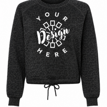 Charcoal Mineral-Wash Leopard Print Crewneck Sweatshirt