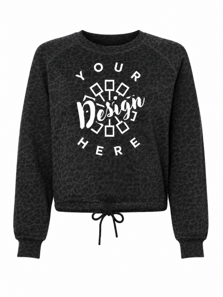 Charcoal Mineral-Wash Leopard Print Crewneck Sweatshirt