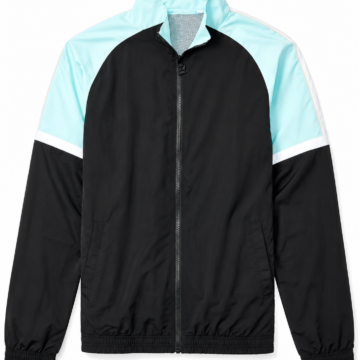 Black and Blue Color-Block Track Jacket with Mesh Lining