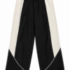 Black Wide-Leg Track Pants with White Chevron Stripe