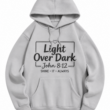 Light Grey Oversized Pullover Hoodie with Inspirational Graphic