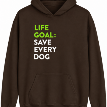 Dark Brown Pullover Hoodie with Slogan Graphic