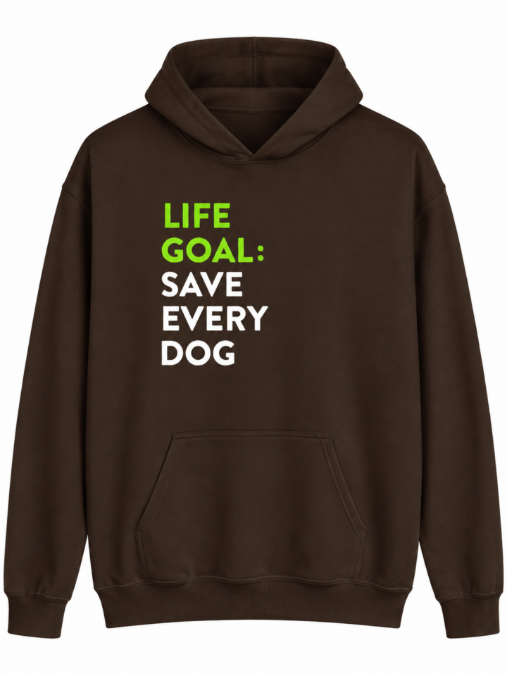 Dark Brown Pullover Hoodie with Slogan Graphic