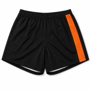 Black Athletic Shorts with Orange Side Stripe