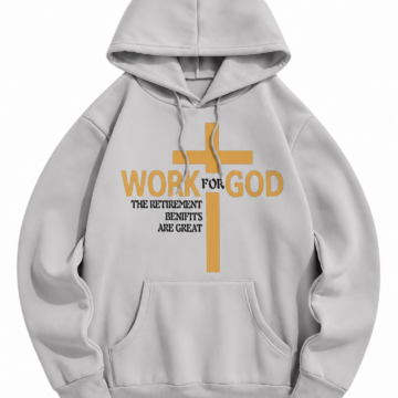 Light Grey Relaxed Fit Graphic Pullover Hoodie