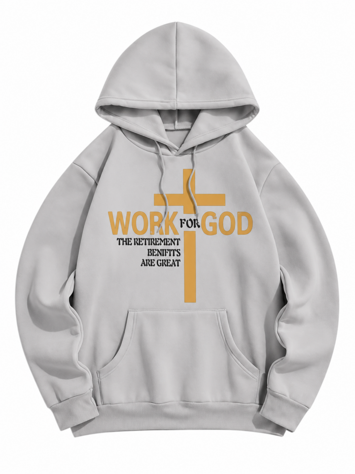 Light Grey Relaxed Fit Graphic Pullover Hoodie