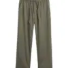 Olive Green Relaxed Straight-Leg Drawstring Pants