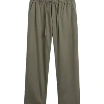 Olive Green Relaxed Straight-Leg Drawstring Pants