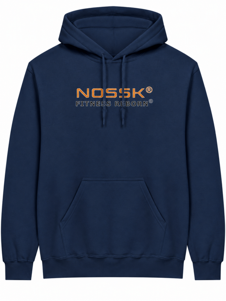 Navy Blue Relaxed Fit Fitness Graphic Pullover Hoodie