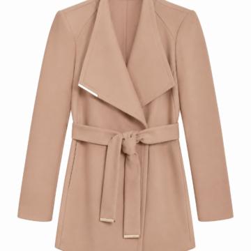 Camel Wrap Coat with Self-Tie Belt