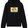 Black Relaxed Fit Hoodie with Gold Patch Logo