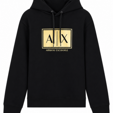 Black Relaxed Fit Hoodie with Gold Patch Logo