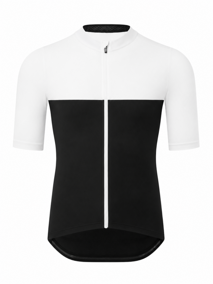 White and Black Short-Sleeve Cycling Jersey